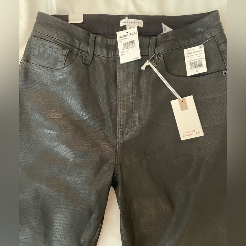 Good American Good Boy Faux Leather pants. High rise